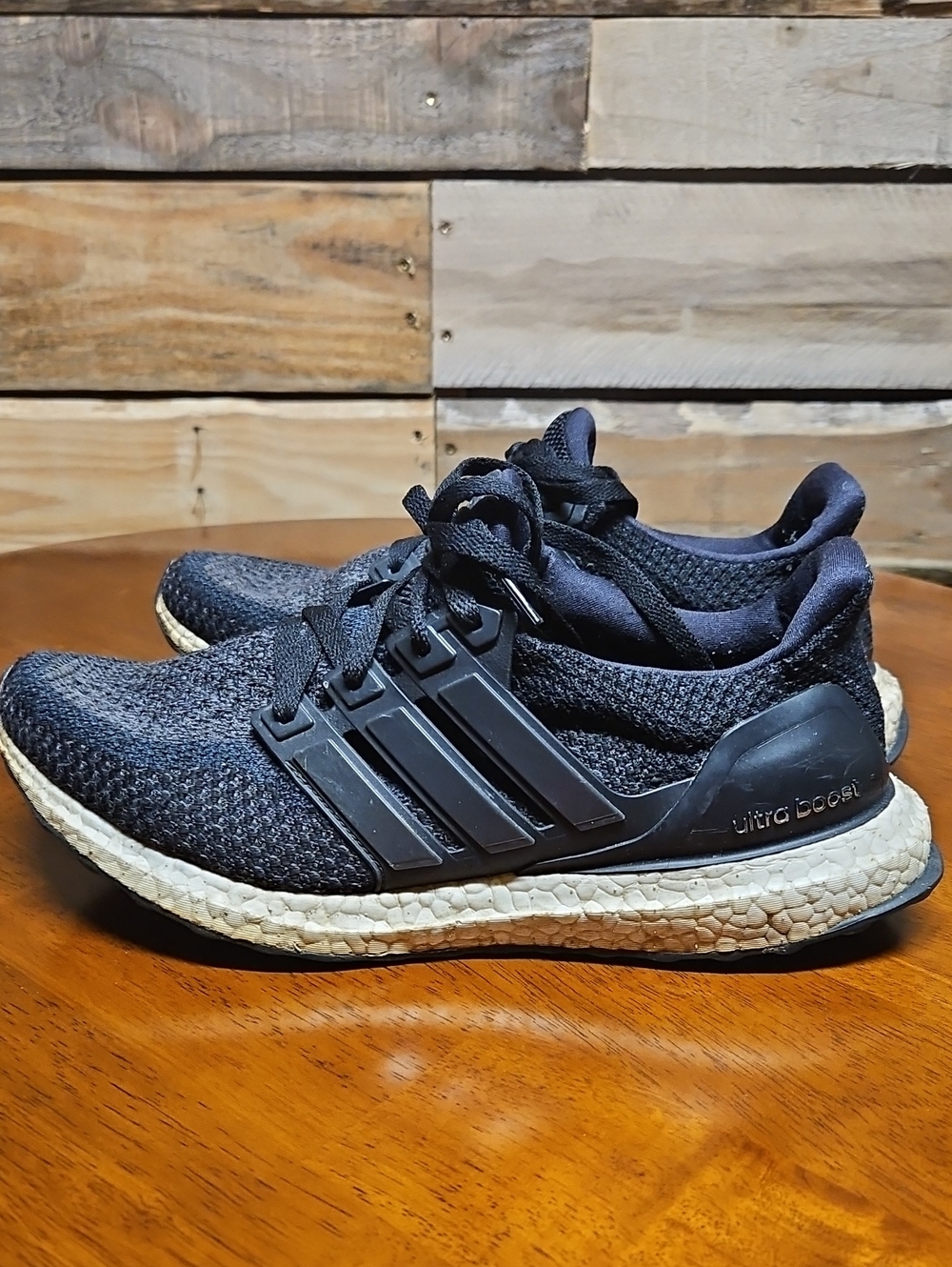 adidas Black and White Knit Ultra Boost Sneakers